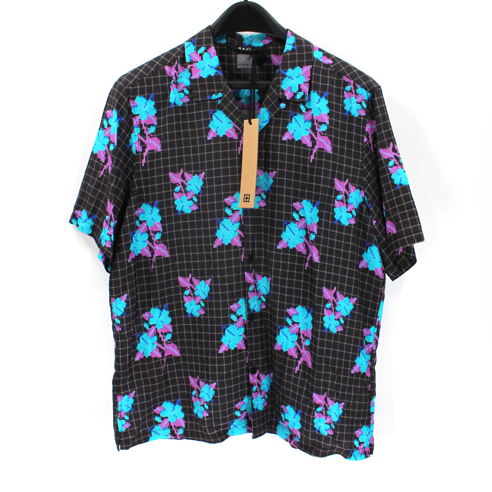 Ksubi Low Res Resort Digital Print Floral Multi Short Sleeve Tencel Shirt XL NEW